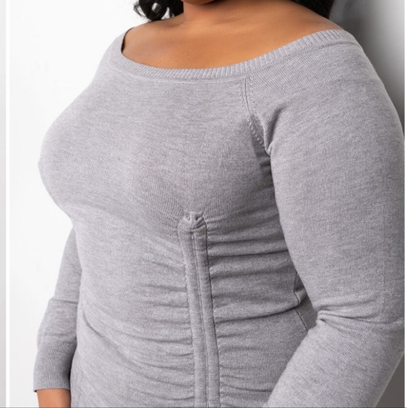 AKIRA Gray Sweater Midi Dress - Picture 2 of 4